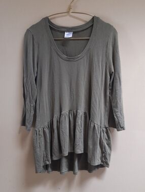 Jax and Lennon Olive Green High Lo Peplum - Scoop Neck